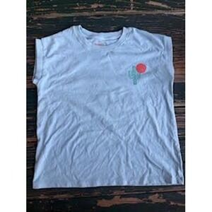 Cat & Jack Girls Desert Cactus Muscle Tee Light Blue Size L 10/12 Graphic Shirt